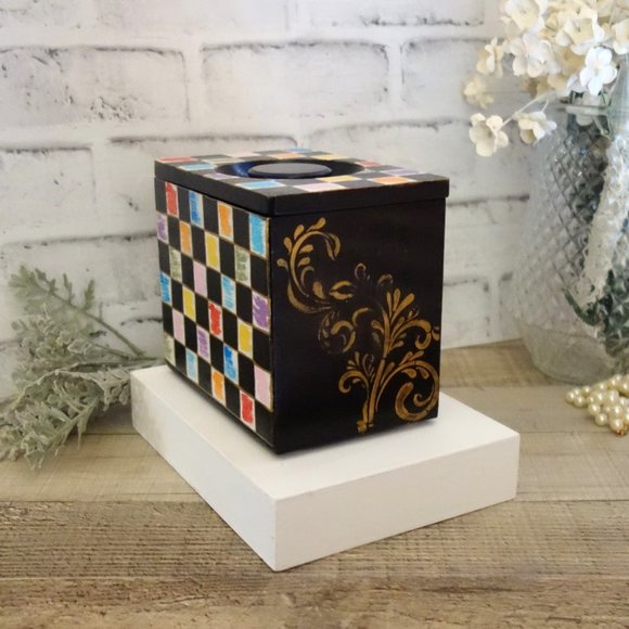 Whimsy Checks Decorative Box Black Check Decor Mosaic Art Decor Colorful Checks - Picture 5 of 8